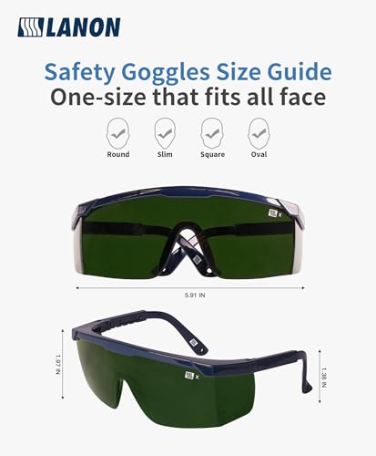LANON Welding Safety Glasses, ANSI Z87.1, IR Filter Shade 5.0 Lens