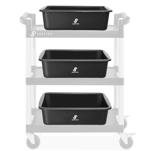 Jubilee 4-Pk Plastic Storage Bin, 20L Black Commercial Busser Utility Tub - color: Black, size: 20 L