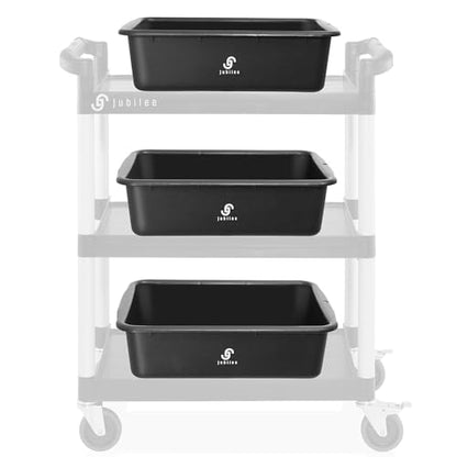 Jubilee 4-Pk Plastic Storage Bin, 20L Black Commercial Busser Utility Tub - color: Black, size: 20 L