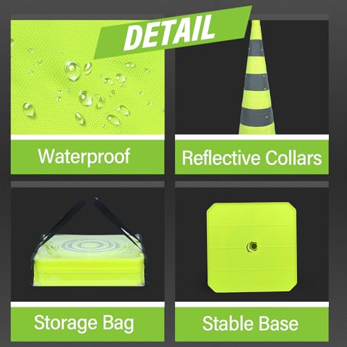 RoadHero 36 Inch 2 Pack Collapsible Traffic Safety Cones with Bag, Green - size: 36 Inch