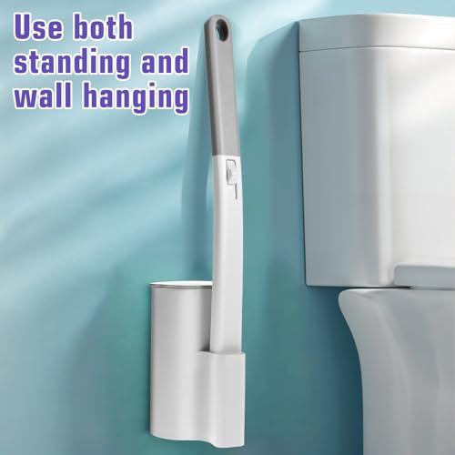 Disposable Toilet Brush Cleaning System with 60pcs Refills Pads Replacement Heads, Toilet Cleaning Stick, Wall Mounted Toliet Wand Kit Bathroom Maintenance, Toilet Bowl Cleaner Wands Holder and Set