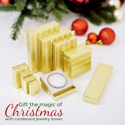 TheDisplayGuys 25 Cardboard Gift Jewelry Boxes w/Paddings #34-3.9x3.9x2 - color: Gold Foil