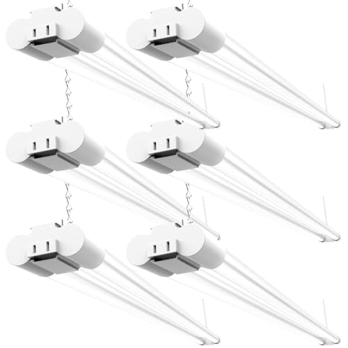 Sunco 6 Pack 4 Foot LED Shop Light, White Endcaps, 5000K, Linkable