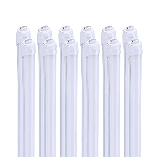 R17D 2 Pin LED 8FT Tube Light Bulbs, 45W (110W Fluorescent light Equivalent), 5400LM, 6000K T8 8FT LED Bulbs, Frosted Cover, BALLAST REMOVED, Dual-Ended Power Tube For Shop Warehouse Garage (12-Pack) - color: Frosted Cover Single Row, size: 12 Count