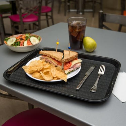 Carlisle FoodService Products Fast Food Cafeteria Tray, Durable Polypropylene with Slip-Resistant Surface, Stackable for Cafes and Schools, BPA-Free, Rectangular, Black