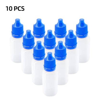 10Pcs 15ml Plastic Dropper Bottles, 0.5oz Small Squeeze Leakproof Dropper Bottle with Childproof Cap and Plug, Reusable Portable Eye Liquid Container for Travel Blue - color: Blue Cap