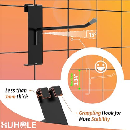 HUHOLE 60 Pack Black Gridwall Hooks, 2", 4", 6" Inch Display Hangers - size: 2+4+6 Inch