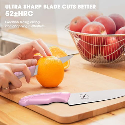 imarku 14-Piece Kitchen Knife Set, High-Carbon Stainless Steel,Pink - color: Pink, size: 14 Pcs