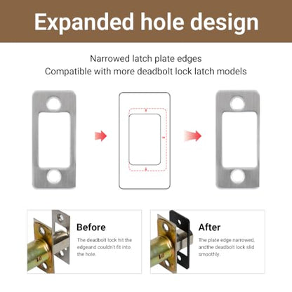 Large Hole Deadbolt Restorer Strike Plates, Satin Nickel Latch Strike Plate - color: Brushed Nickel, size: Large: 2-3/4" x 1-1/8"