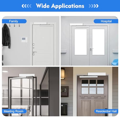 50W 24V Automatic Electric Handicap Swing Door Opener Remote Controllers w/Push Buttons Brushless Motor Gate Opener Remote Door Kit Handicap Door Operator Closer +2 x Remote Controllers