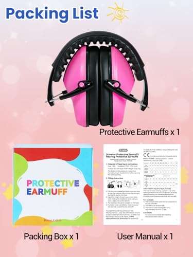 Dr.meter Ear Muffs for Noise Reduction Kids Noise Cancelling Headphones - color: Rose