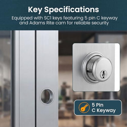 Cylinder Locks, Commercial Door Lock, Adams Rite Style, Heavy Duty, Double Cylinder, Aluminum Silver, 4 Pack, 2 Keys - color: Aluminum Silver, size: 4 Pack, style: Keyed Cylinder