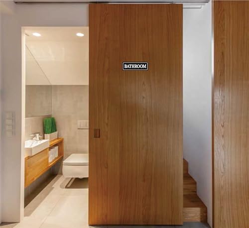 Bathroom Sign – Restroom Sign, Premium Durable Acrylic Material, Super Strong Self-Adhesive, Quick Installation, Suitable For Your Home And Business (9x3 Inches, Black/White) - color: Black/White - Bathroom