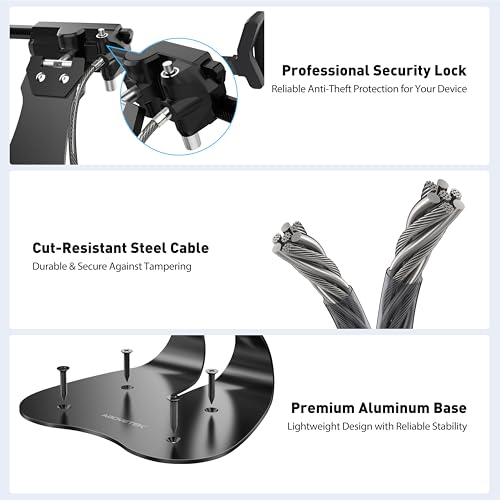 AboveTEK Anti-Theft iPad Kiosk Stand, 360° Swivel POS Tablet Mount with Security Cable & Key, Fits 7–13-inch iPad & Samsung Galaxy Tab, Perfect for Retail & Business