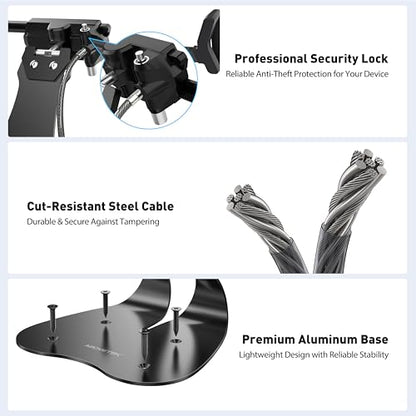 AboveTEK Anti-Theft iPad Kiosk Stand, 360° Swivel POS Tablet Mount with Security Cable & Key, Fits 7–13-inch iPad & Samsung Galaxy Tab, Perfect for Retail & Business