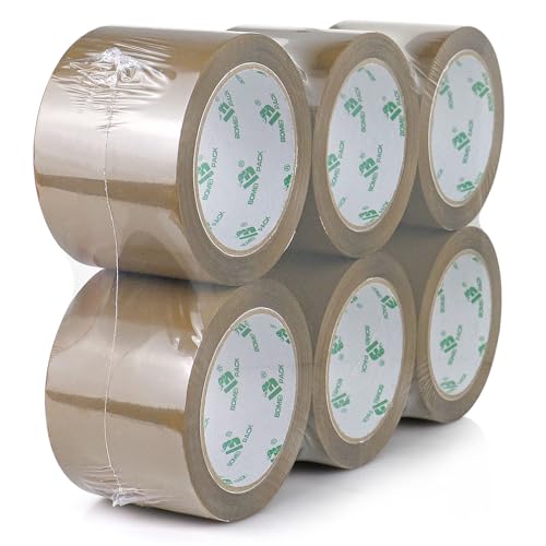 BOMEI PACK 3 inch Brown Packing Tape, 6 Refills Rolls Wide Packaging Tape for Moving, Shipping and Storage, 2.4 Mil x 60 Yards - size: 2.4mil x 60yds