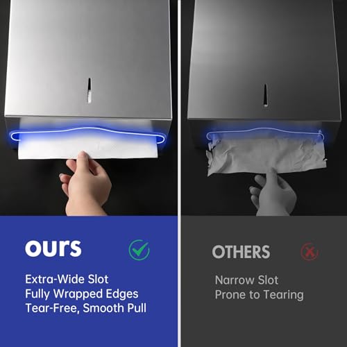 Gorlary Commercial Paper Towel Dispenser Wall Mount, Silver - color: Silver, size: 500 Sheets – Without lock