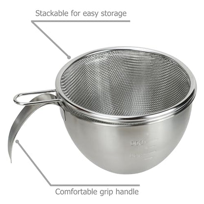 EIKS Stainless Steel Mixing Bowls with Colander Strainers, 1000ml/1-Quart