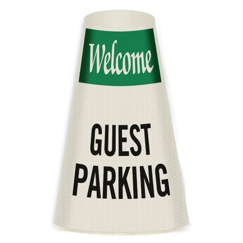 SmartSign “Welcome - Guest Parking” Bright Reflective Cone Message Sleeve, [Cone Not Included] - color: Guest Parking, size: Pack of 1