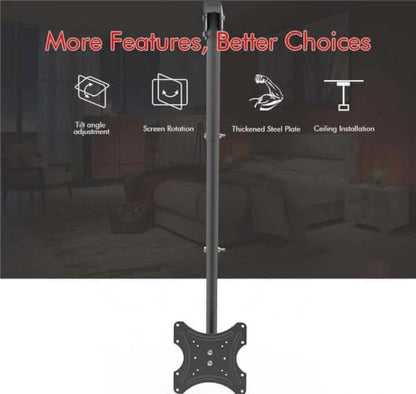 360° Swivel Ceiling TV Mount for 32‑55 Inch Screens, Adjustable Tilt Design, Holds Up to 55 Lbs for Home and Commercial Use