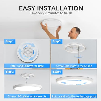 WKONCLDY 3200lm LED Flush Mount Ceiling Light, Super Slim 12 inch LED Ceiling Light, 5000K LED Ceiling Light for Bedroom, Living Room, Dining Room (White, One Pack) - color: White, size: 12in-1Pack