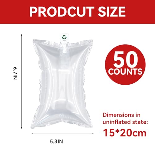Air Bags for Packing,Inflatable Air Pillows for Shipping with Pump,Package Fillers to Keep Shape,Reseller Supplies to Packing Peanuts Purse Stuffers (5.91 * 7.87in/50pcs) - size: 5.91*7.87in/50pcs