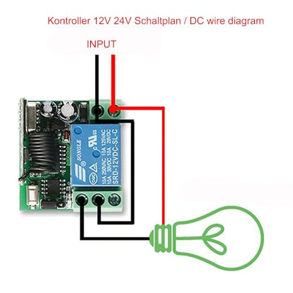 12V 24V 1 Channel 5V Wireless Remote Control Relay Switch Access Control Remote Control Magnetic Lock Electric Plug Lock Electric Control Door Receiver (Momentary Mode)
