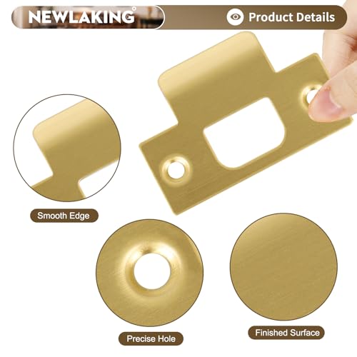 T-Shape Door Strike Plate, Satin Brass, 2-1/8'' Hole Spacing - color: Satin Brass