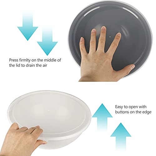 BoxedHome BPA Free Plastic Round Mixing Bowl with Lids, 12 Pack Nesting Bowls with Lids Set, Microwave and Dishwasher Safe Prep & Serving Bowls Great for Mixing, Baking, Serving (Grey, 12pcs) - color: Gray