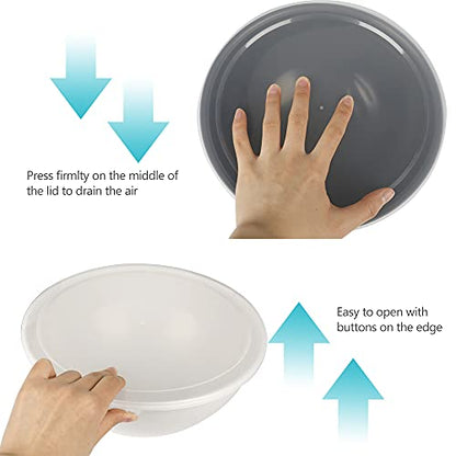 BoxedHome BPA Free Plastic Round Mixing Bowl with Lids, 12 Pack Nesting Bowls with Lids Set, Microwave and Dishwasher Safe Prep & Serving Bowls Great for Mixing, Baking, Serving (Grey, 12pcs) - color: Gray