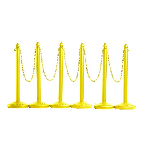 Montour Line Plastic Stanchion Kit, 6 Yellow Posts with 50-Foot Chain - color: Yellow