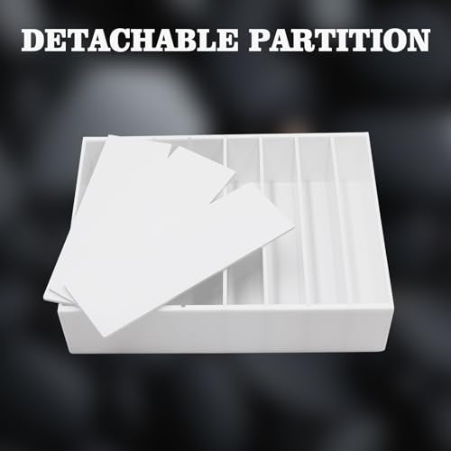 Money Organizer for Cash, 8 Compartment White Acrylic Money Holder, Cash Tray, Cash Box, Cash Organizer for Bills - color: White