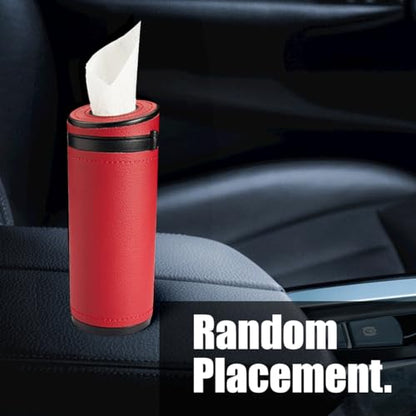 ZIMISI Car Tissue Holder, Convenient Travel Napkin Boxes, Car Tissues Cylinder, Round Canister Napkin Holder, Travel Tissue Tube Container for Vehicle Cup Holder, Home, Office (Burgundy)