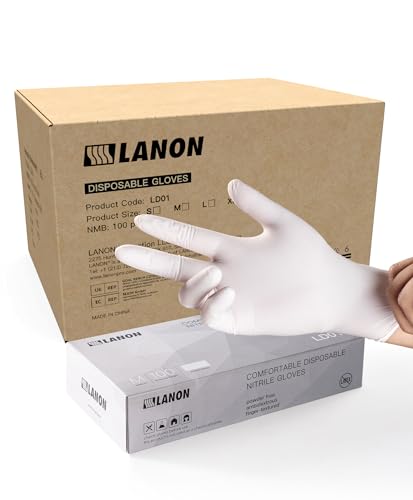 LANON Food Safe White Disposable Nitrile Gloves,Full Container Load, XL - size: X-Large (Pack of 1000)