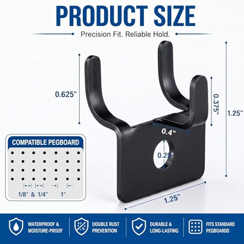 Tandefio 50 Pcs Pegboard Hooks, Picture Hangers for 1/8 & 1/4 in, Black - color: Black