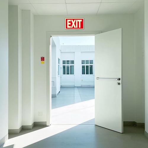 Exit Sign -2 Pack Glow in the Dark Exit Signs Aluminum 12x7 Inch – Photoluminiscent, Laminated for Ultimate UV, Weather & Fade Resistance , Indoor & Outdoor for Business, School, Office, Warehouse,fire exit sign