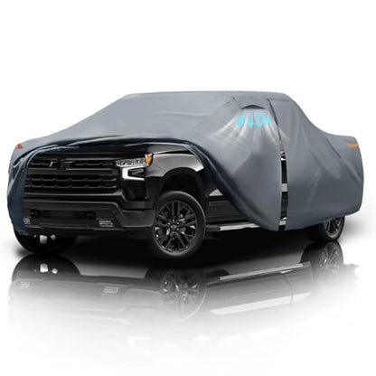 Chevrolet Silverado 1500 Truck Cover Custom Fit 1998-2026 Crew Cab Short Bed(5.7'-5.8') With Door Zipper, 10 Layer Pickup Truck Cover Waterproof All Weather, Car Tarp for Wind Dust Sun etc Protection. - size: Custom fit Chevrolet Silverado 1500 Crew Cab S
