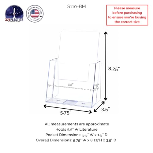 Marketing Holders Brochure Holder for 5.5” Wide Printed Materials Acrylic Countertop Display Literature Tri Fold Stand Rack Literature Organizer Pamphlet Holder Paper