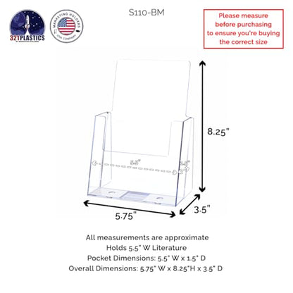 Marketing Holders Brochure Holder for 5.5” Wide Printed Materials Acrylic Countertop Display Literature Tri Fold Stand Rack Literature Organizer Pamphlet Holder Paper
