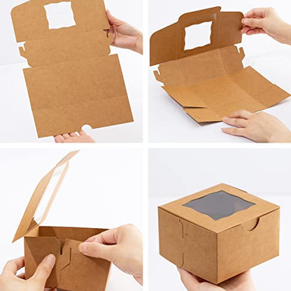 100Pcs Paper Cookie Boxes With Window Small Bakery Boxes 4x4x2.5 Inches Mini Cake Boxes For Pastries,Cupcakes,Desserts,Donuts,Chocolate Strawberries,Candy,Treat Boxes(4 * 4 * 2.5,White) - color: White