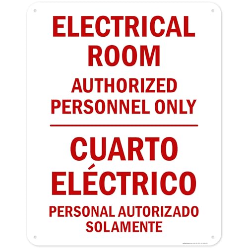 Electrical Room Authorized Personnel Only Bilingual Sign, 24x30 Inches, 55 mil thick HDPS (high density polystyrene), Made in USA by My Sign Center - size: 24x30 Polystyrene