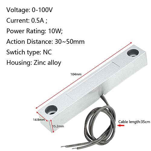 Gebildet Home Security Wired Rolling Door Contact Magnetic Reed Switch MC-58 Alarm Sensor Magnetic Switch with 2 Wires for N.C. Applications - color: Silver-E980