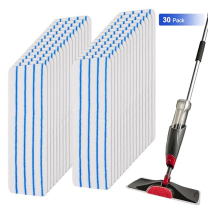 Replacement Disposable Mop Pad for Rubbermaid Reveal Spray Mop - 30 Pack Wet & Dry Floor Cleaning Refills Fit for Any Reveal Flat Cleaning System 16.5" (30 Pack) - color: 16.5 Inch-30pack-blue&white-disposable