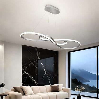 Modern LED Pendant Light,Silver, Dimmable Chandelier - color: Silver