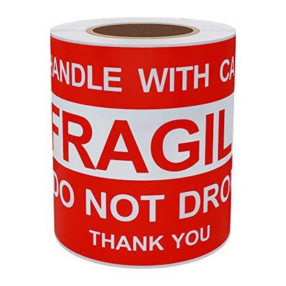 Hybsk 4x6 inch Do Not Drop Thank You Fragile Stickers Adhesive Label 100 Per Roll (4x6 inch) - size: 4x6 inch