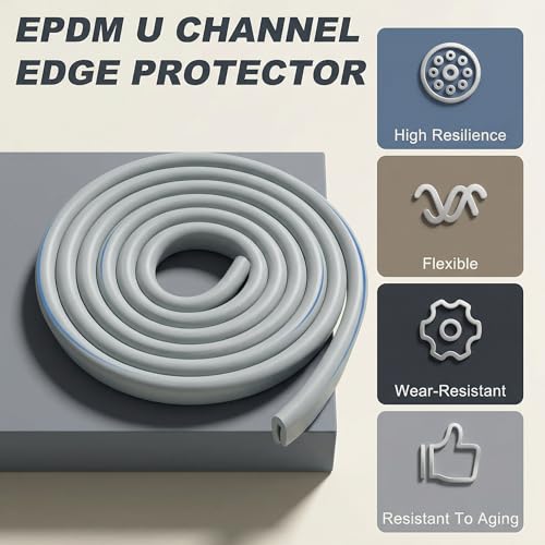 Tondiamo Rubber U Channel Edge Trim, Door Seal Strip - color: Gray, size: 10 Feet,1/16 Inch