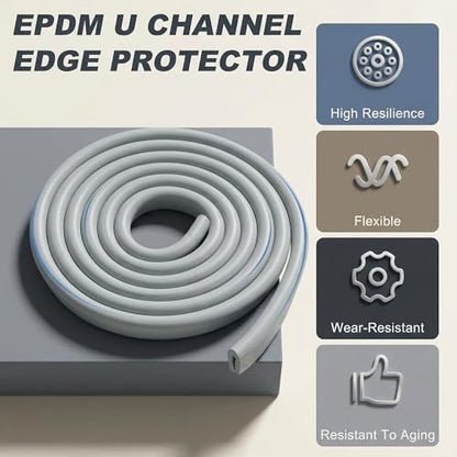 Tondiamo Rubber U Channel Edge Trim, Door Seal Strip - color: Gray, size: 10 Feet,1/16 Inch