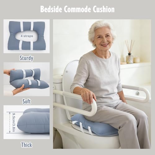 Bedside Commode Cushion, Waterproof Coating Toilet Seat Cushion - color: Blue