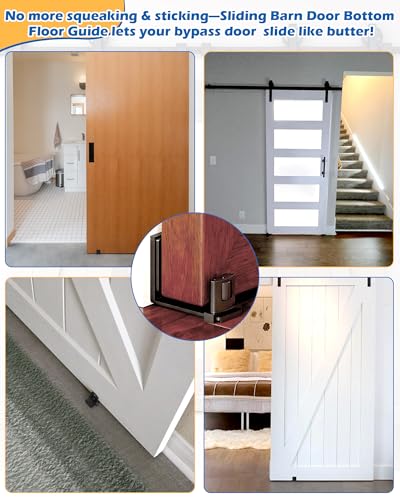 Barn Door Bottom Roller Guide U Shape Adjustable Wall Mount Floor Stopper - size: U-Shape Guide - 2 Pack