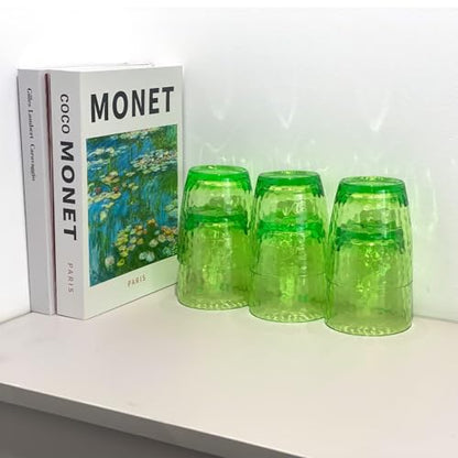 15-Ounce Plastic Tumblers (Set of 6), Reusable Plastic Mugs, BPA-Free Acrylic to Drink Mugs, Shatter Resistant, Textured Interior, Dishwasher Safe (Green, 15 Ounce) - color: Green, size: 15 Ounce